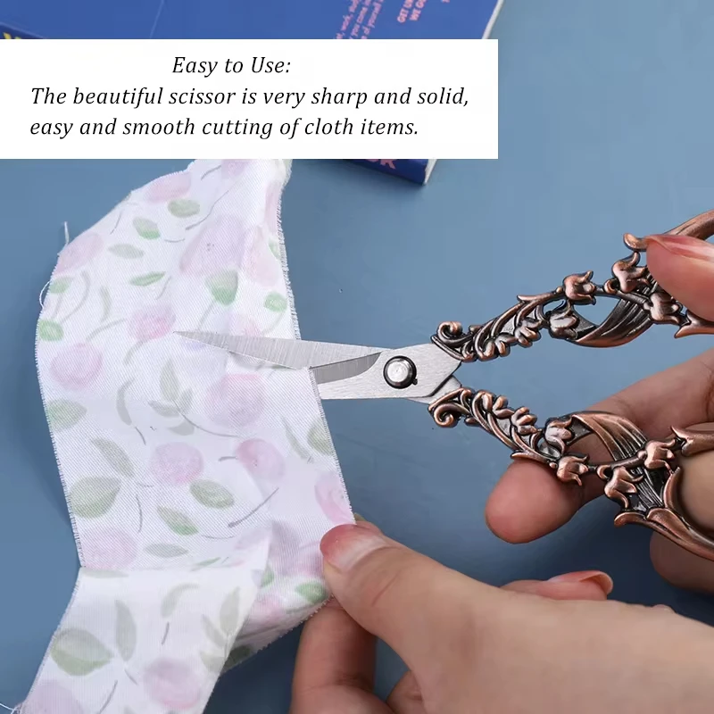 Fenrry 1Pc Retro Antique Vintage Scissors European Flower Pattern Stainless Steel For DIY Needlework Tools Tailor sewing scissors tailor scissors craft scissors