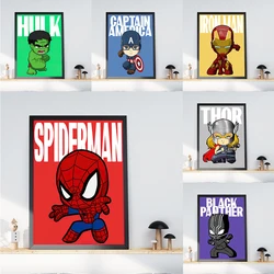 MINISO Marvel Wall Art Posters SpiderMan Iron Man Avengers Superhero Disney Kid Room Decor Cartoon Canvas Painting Picture Print