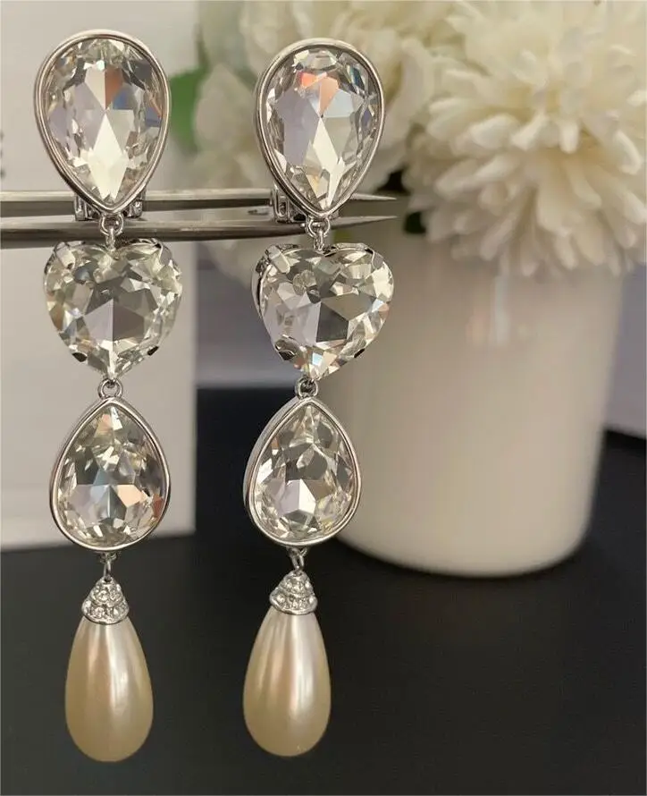 Earrings Temperament Fashion Light Luxury Long Fringe Ear Clip For Women Aretes De Mujer Pendientes Boucle D’Oreille Orecchini