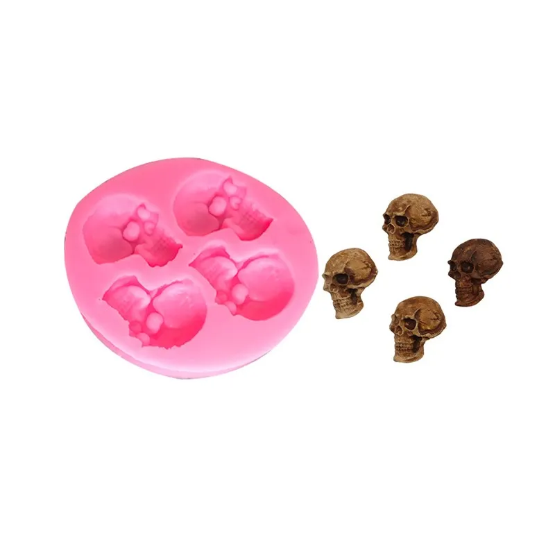 

Halloween Horror 4 Skull Modeling Liquid Silicone Mold DIY Plaster Clay Cake Dessert Decoration Kitchen Baking Accessories Tools