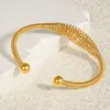 New Fashion Bracelet Bangles Stainless Steel Wire Braided Wave Style with Beads Opening Cuff Bangle Bracelet Women Jewelry Gifts 3