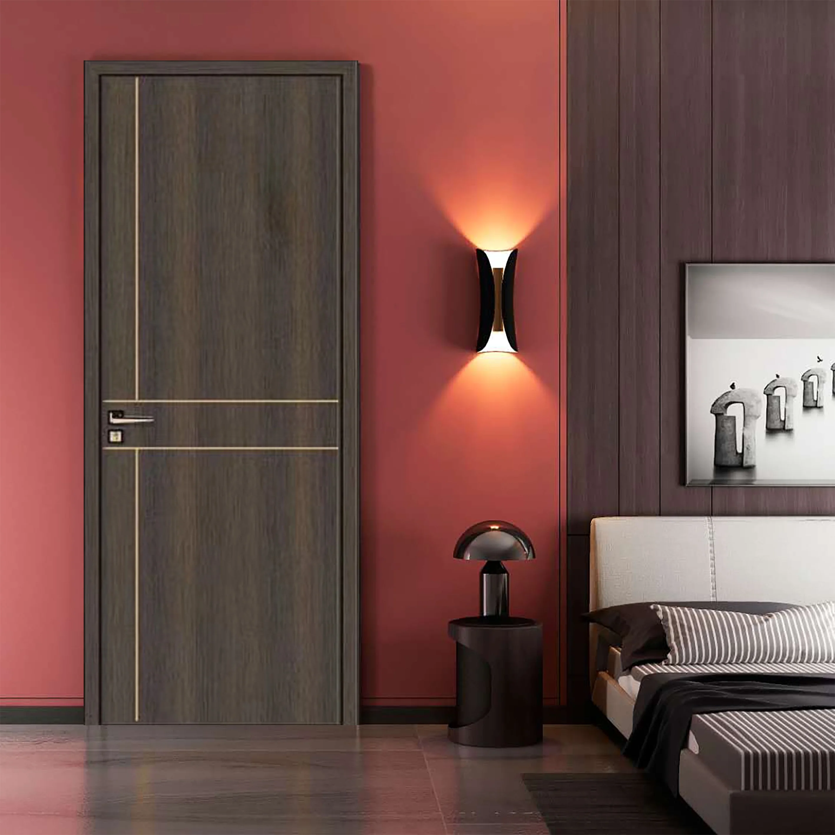 Modern house exterior wooden door entrance door design for villa 3