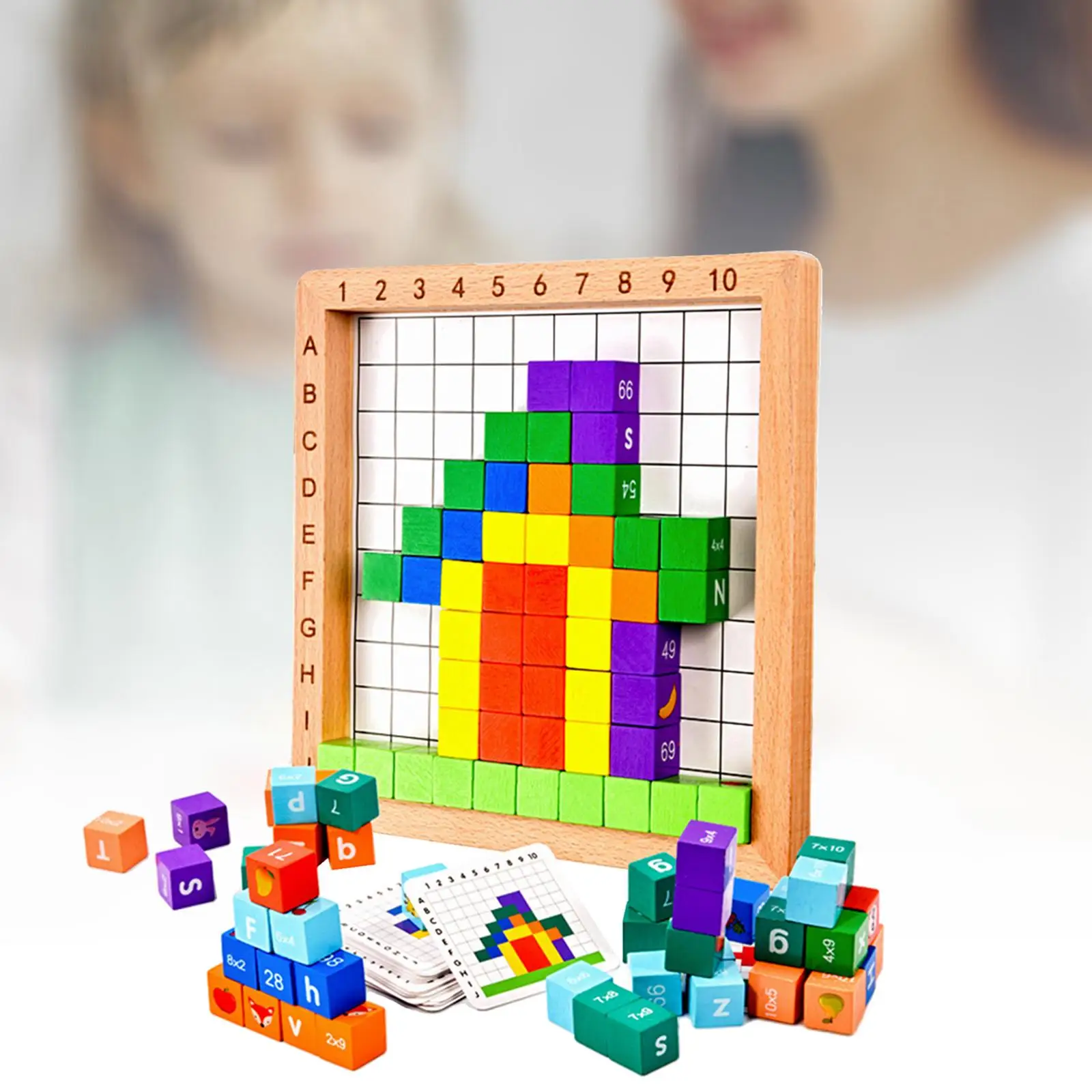 Wooden Building Blocks Color Sorting for Stacking Coordination Imagination