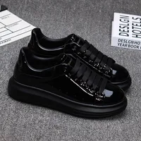 Chaussures pour hommes laquées rouges, chaussures de skate décontractées noires tendance, chaussures de tennis de plein air, chaussures de marche universelles pour hommes et femmes 6
