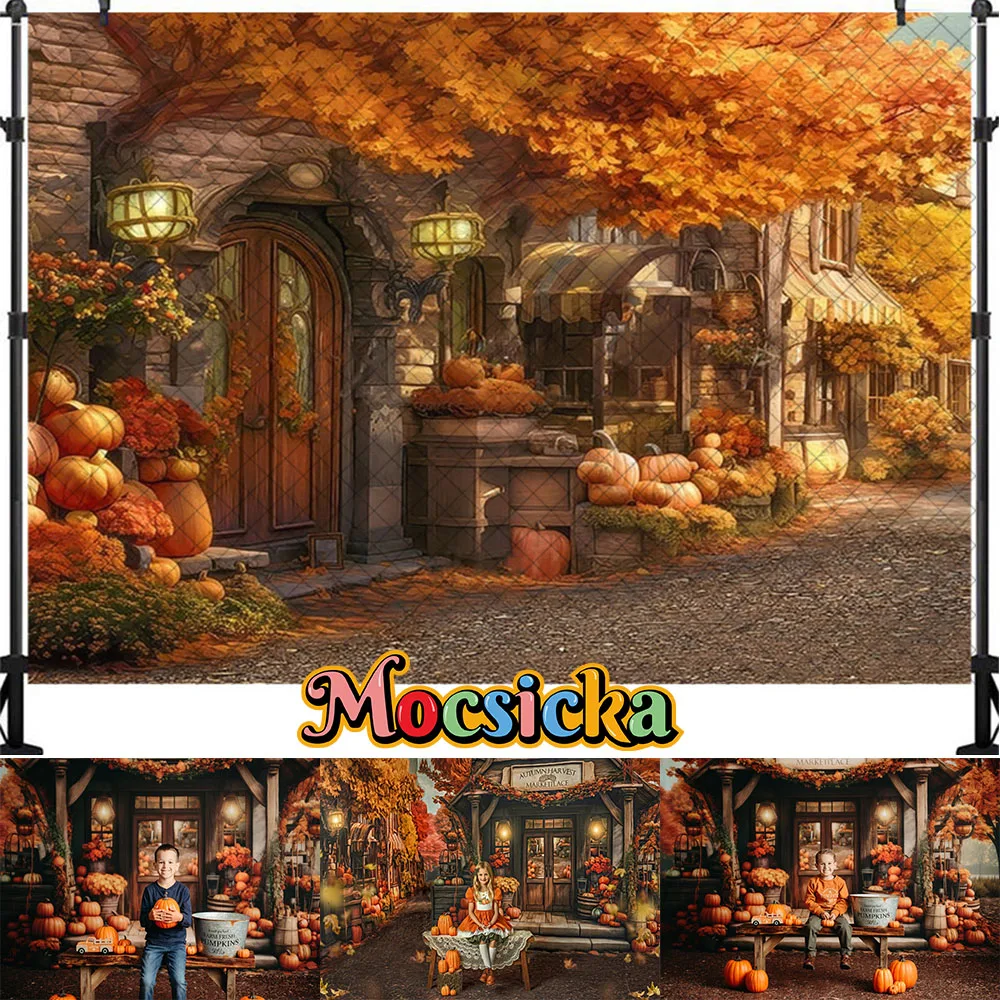 

Mocsicka Autumn Street Backdrop Kids Photography Child Adult Photocall Props Baby Birthday Fall Farm Pumpkin Background Banner