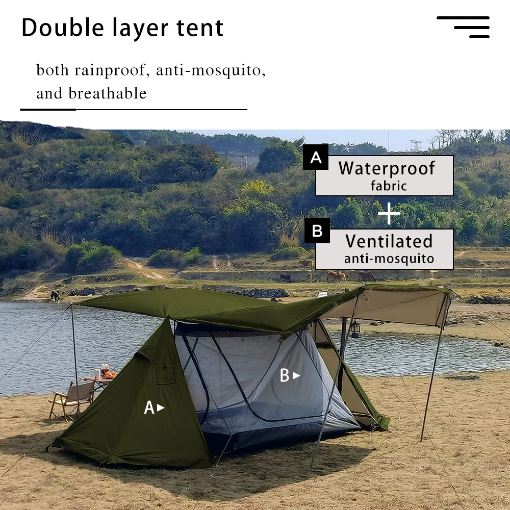 Flame Retardant Hot Tent with Stove Jack Outdoor 4 People Camping Winter  Military Heated Tent with Snow Skirt Windbreaker Tent - AliExpress
