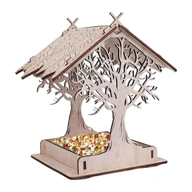 

Hanging Birdfeeder Outside Cottage Hanging Bird House Durable Wooden Hanging Bird Feeder Porch Bird House Accessories For