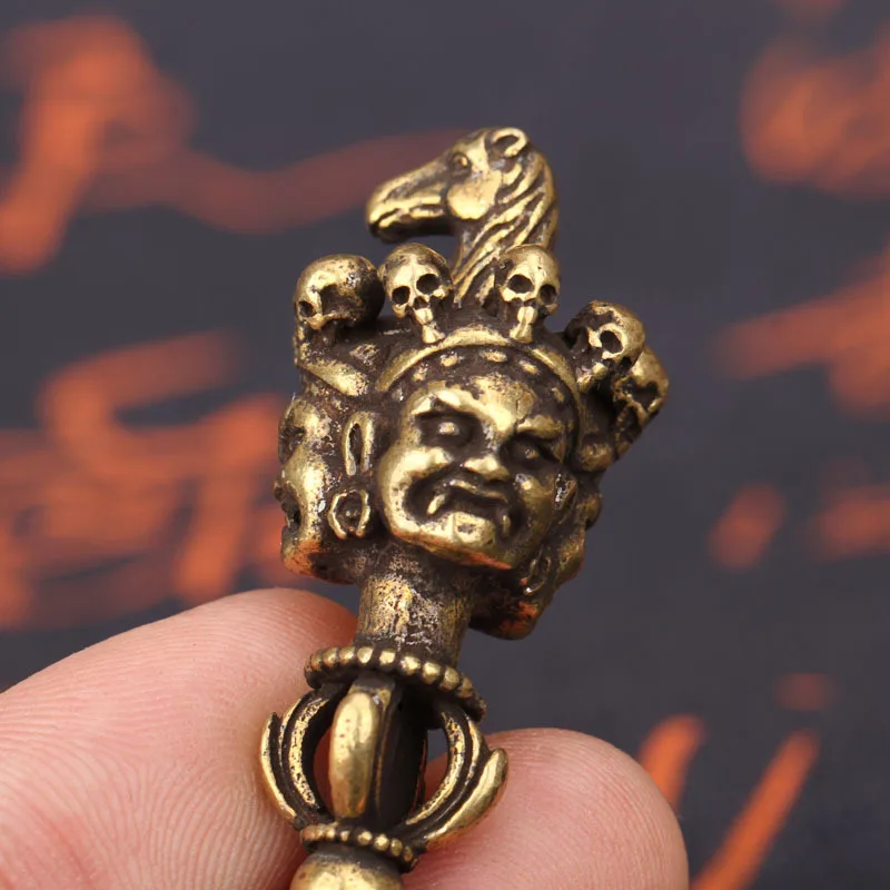 ヴィンテージスタイルの真ちゅう製の馬の頭の装飾,純粋な銅の幸運の羽