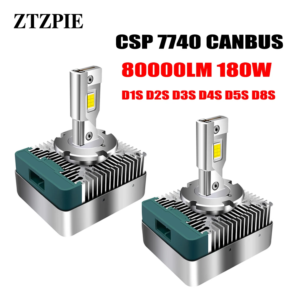 

ZTZPIE 6000K 80000LM D1S D2S D3S D4S D8S D5S Copper Tube Led Headlight CSP 7740 Lamp Canbus Powerful Car Light Bulb 2PCS 180W