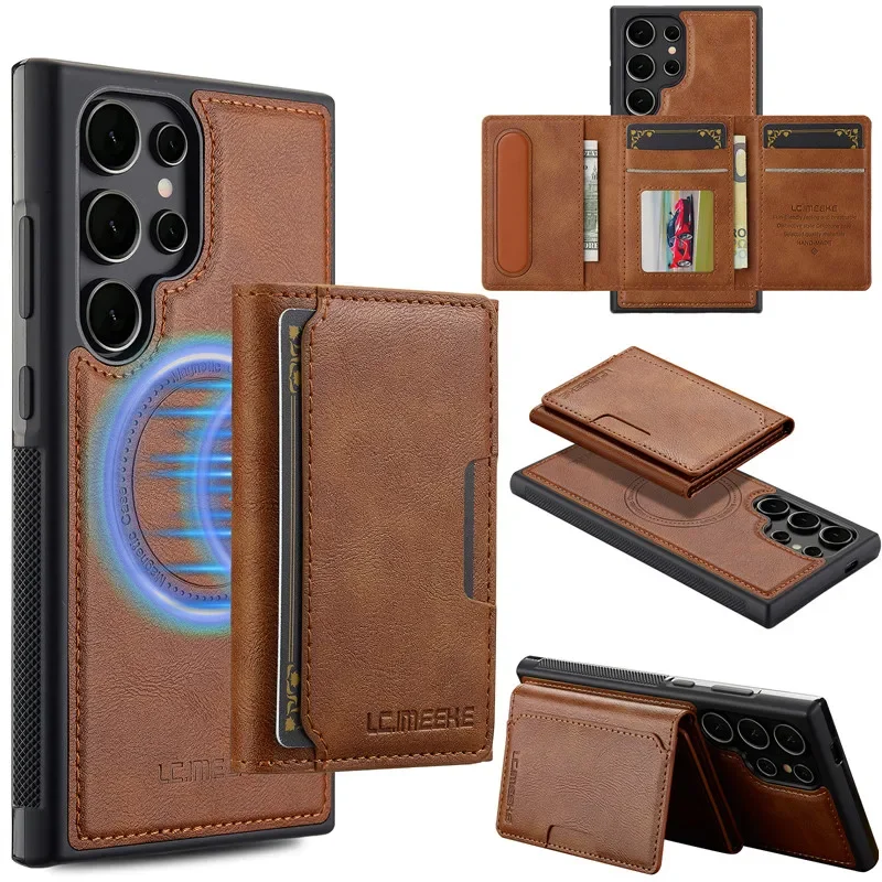 MagSafe Magnetic Flip Leather Detachable Wallet Phone Case with Card Holder
