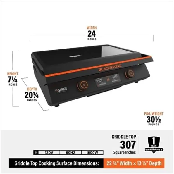 22-Inch Electric Griddle - 1200W Non Stick Ceramic Titanium Coated Stainless Steel Tabletop Griddle with EZ-Touch Control Dial 4