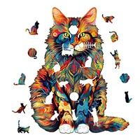 Cat Pattern Wooden Puzzle Animal Shape Wood Puzzles unique Cat Shapes Jigsaw puzzle Alien Animal Jigsaw Puzzle Educational Toys