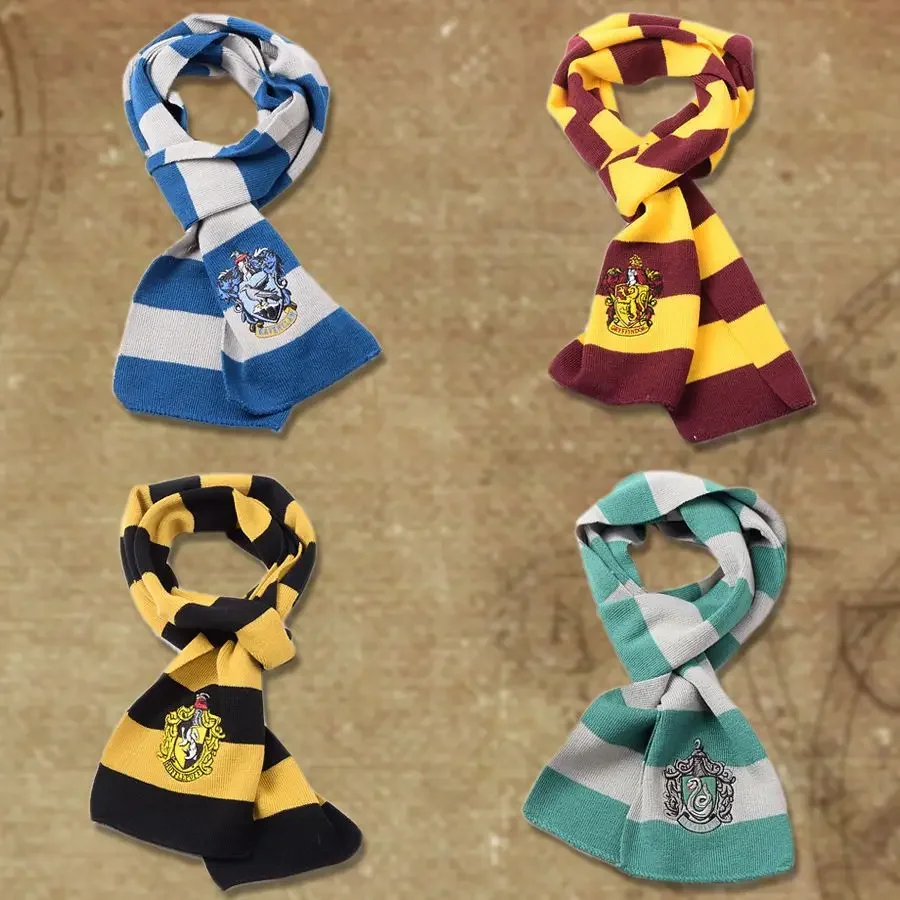 Striped Scarf Harris Cosplay Scarf Wizardry Academy Gryffindor Comfortable Clothing Accessories Badge Props Halloween Gift
