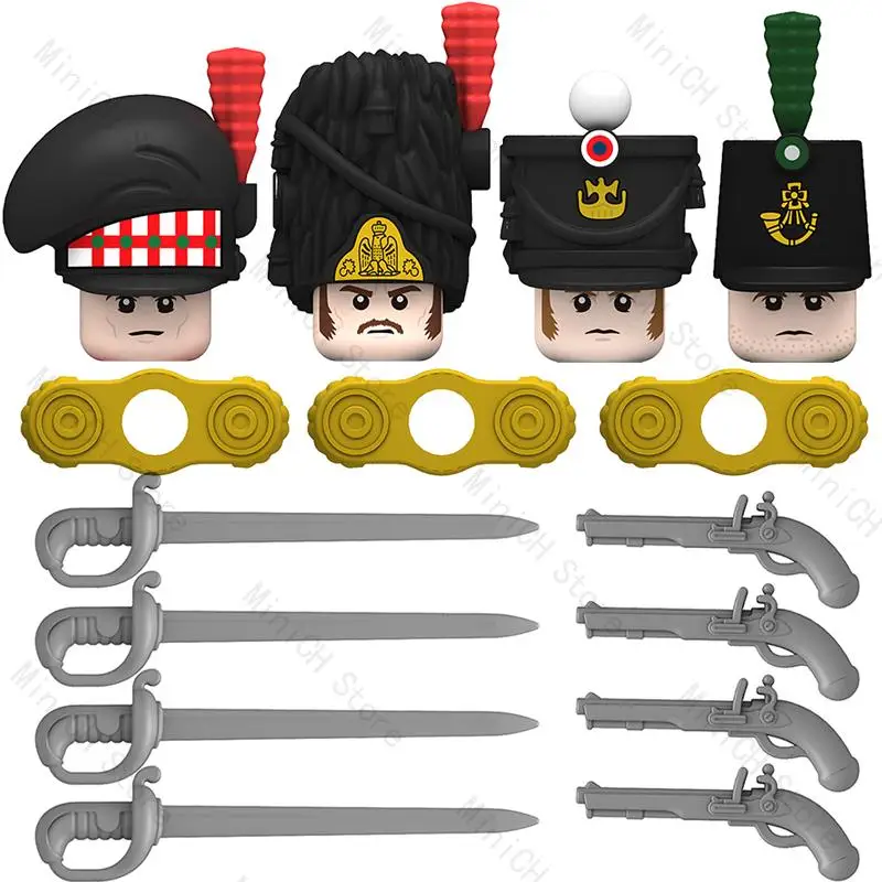 

Napoleonic Wars Officer Highland Infantry Old Guard Building Blocks Action Figures Accessories Armor Head Kids Toys N013-016