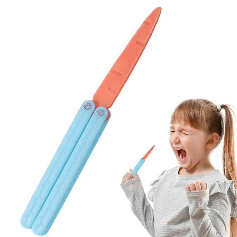 

3D Carrot Gravitys Knife Fidget Toys Children Push Card Small Toy 3D Printing Plastic Carrot Knife