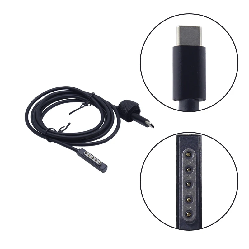 Power Adapter Power Charger 1.5m USB-C Type C Power Supply PD Charger Adapter 3A Fast Charging Cable 65W Type-C Cord for Microsoft Surface Pro 1/ 2 Tablet