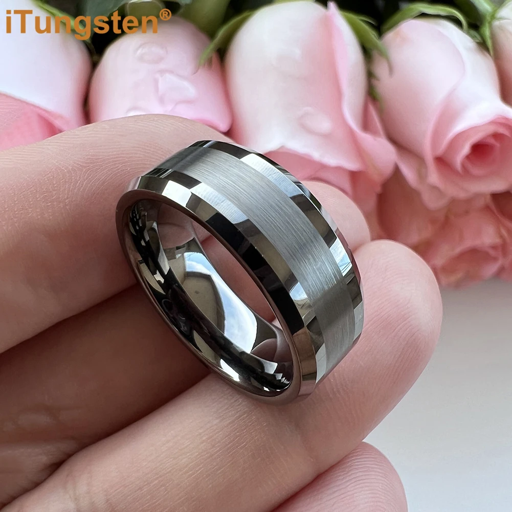 6mm 8mm Engagement Wedding Band Gold Plated Tungsten Finger Ring Men Women Couple Fashion Jewelry Comfort Fit