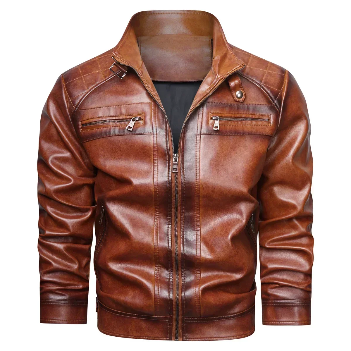 

New Men's Leather Jackets Autumn Winter Casual Motorcycle PU Jacket Biker Leather Coats Brand Clothing EU Size B01594