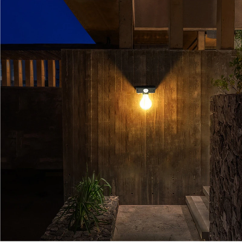 Solar LED Tungsten Filament Bulb Lamp COB Bulbs Light Control Human Body Induction Wall Lamp Waterproof IP65 For Outdoor Garden