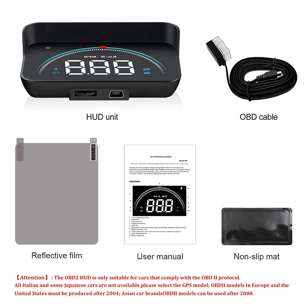 Smart Car HUD: Digital Head-Up Display Speedometer & Windshield Projector with Water Temp, Voltage, and Overspeed Alerts