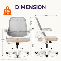 Office Desk Computer Gaming Chair with Ergonomic Lumbar Back Support Flip-up Padded Armrest Adjustable Height and Wheels 2