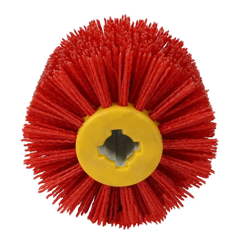 

4X Red Abrasive Wire Drum Brushes Deburring Polishing Buffing Wheel For Furniture Wood Angle Grinder Adapter