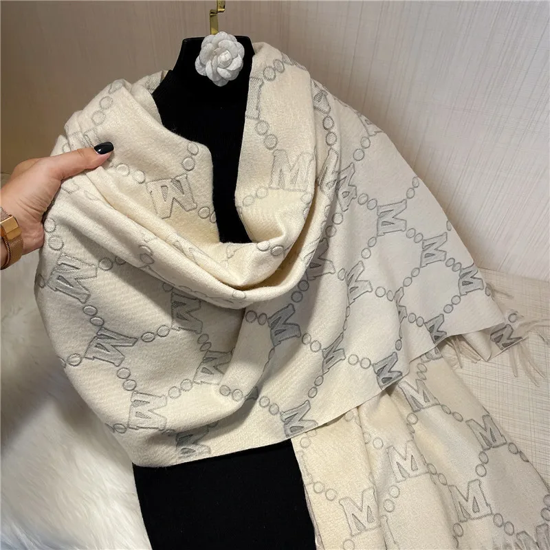 

2023 New Winter Scarf Women Cashmere Shawl Wraps Warm Pashmina Blanket Bandana Luxury Scarves Designer Bufandas Female Foulard