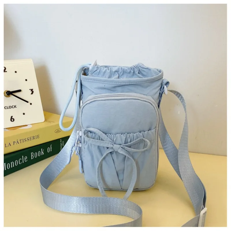 Lightweight Women's Crossbody Bag with Water Bottle Holder and Knot Design for Outdoor Sports and Travel