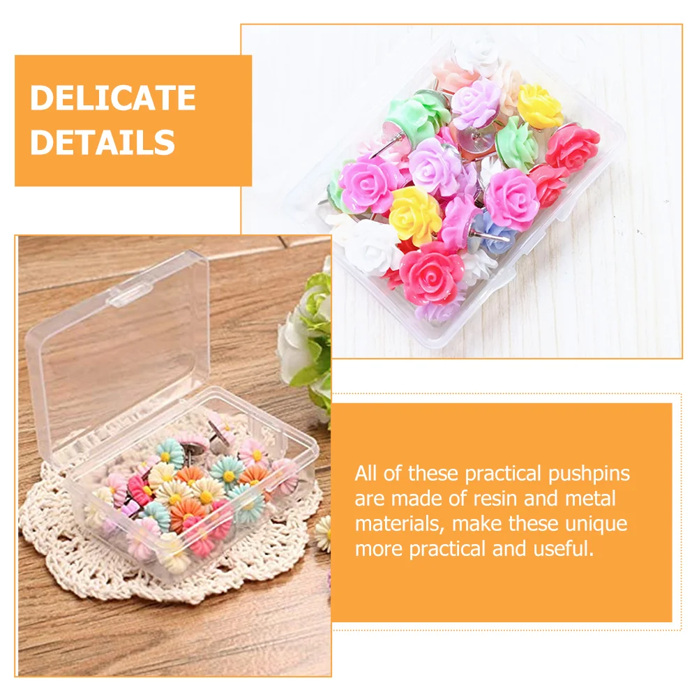 Push Pins 30 Pcs Thumbtack Metal Poster Household Daisy Tacks Portable Multi-function Decorative Pushpins Message Board Flower