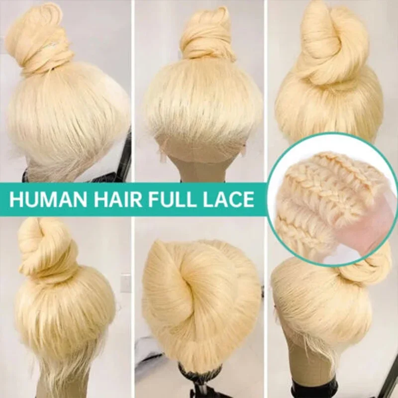 200% Density Bone Straight 613 Honey Blonde Full Lace Frontal Human Hair Wigs For Women Raw Indian Hair Part Anywhere Lace Wig