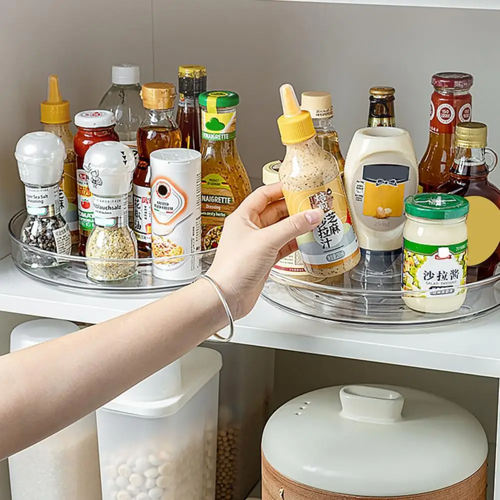 Durable Rotating Shelf 360&deg; Rotating Storage Tray Organizer Kitchen Bathroom Cabinets Pantry Refrigerator