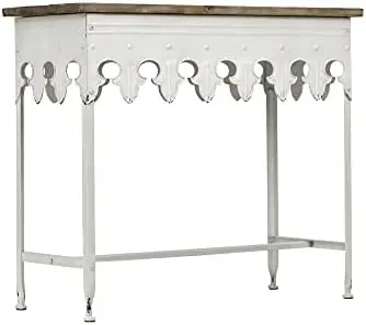 

Farmhouse Metal Sofa Table with Solid Wood Top, Distressed Zinc Finish Small coffee table Table top Small end table Tea table Me