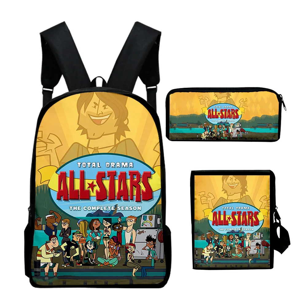 Popular Fashion Total Drama 3D Print 3pcs/Set pupil School Bags Laptop Daypack Backpack Inclined shoulder bag Pencil Case