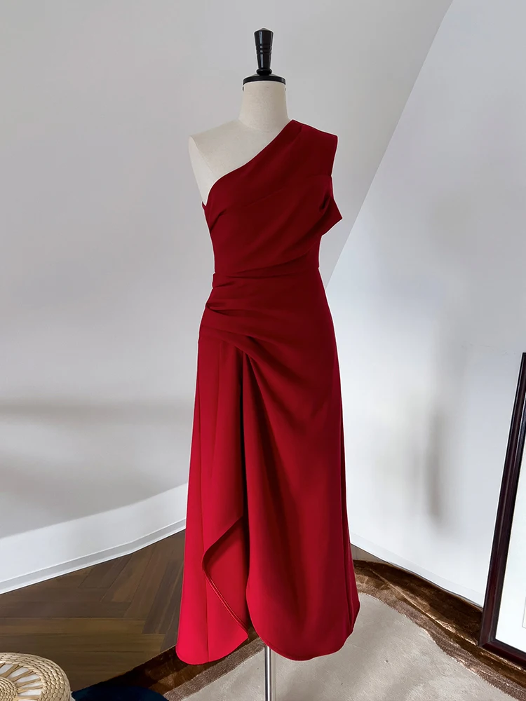 فساتين نسائية بكتف مائلة صلبة غير منتظمة ، خصر عالي بدون أكمام ، فستان نسائي أنيق ، جديد ، ربيع ، أو ، 3WM263 2 فساتين نسائية بكتف مائلة صلبة غير منتظمة ، خصر عالي بدون أكمام ، فستان نسائي أنيق ، جديد ، ربيع ، أو ، 3WM263 2