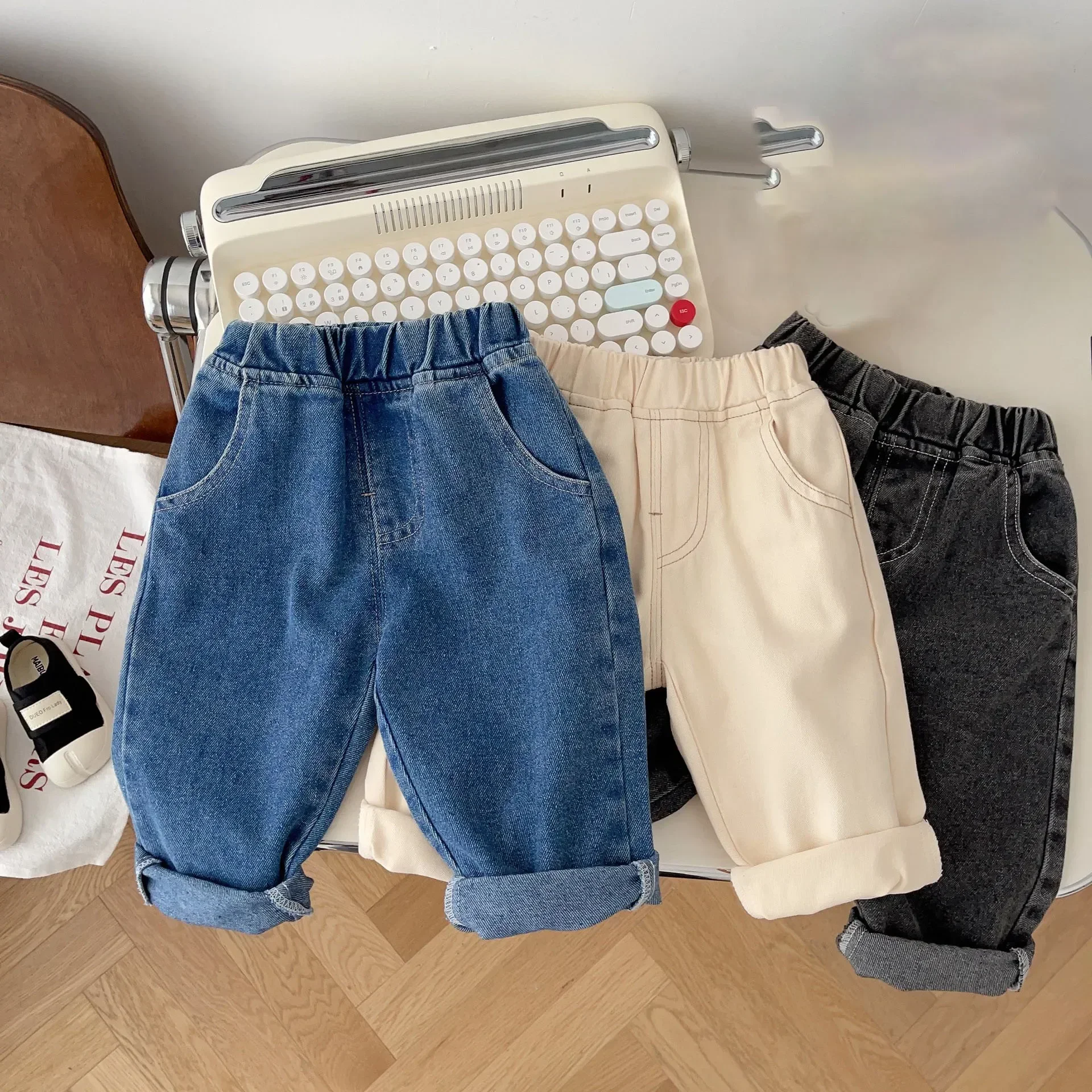 MILANCEL Baby Pants Solid Kids Jeans Casual  Boys Denim Pants Soft  Girls Fashion Trousers 3