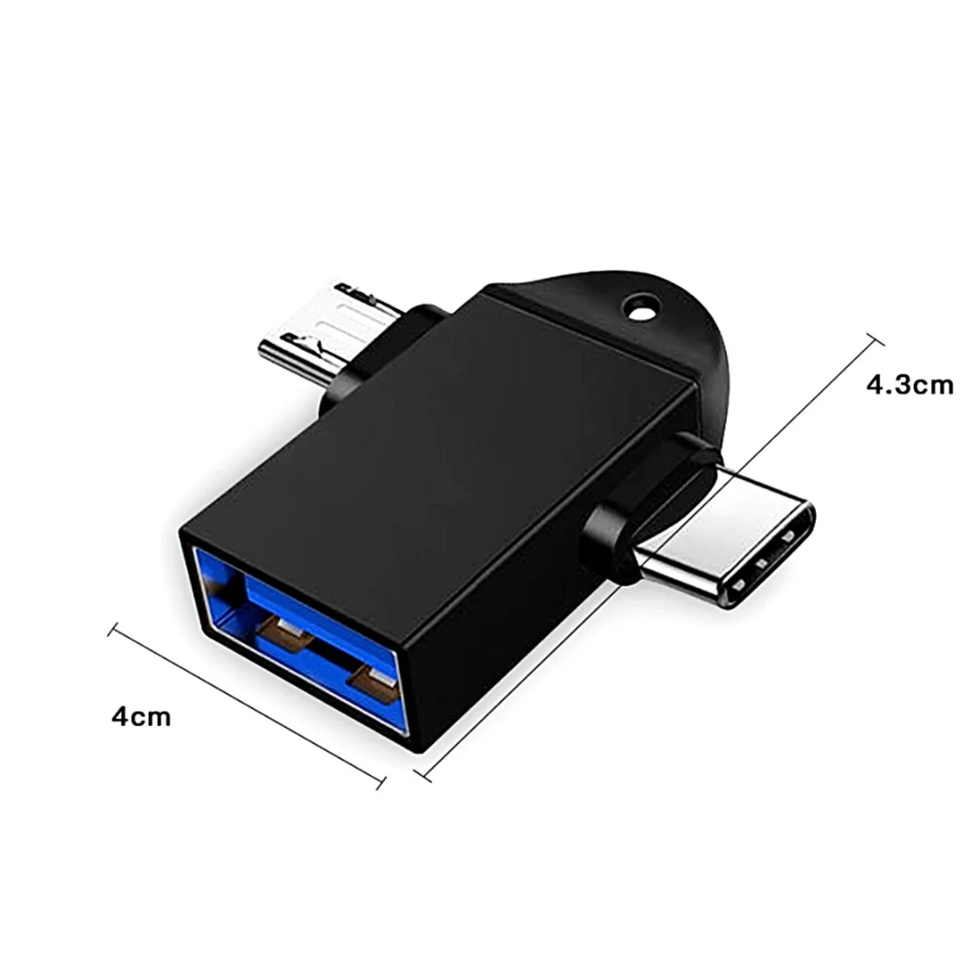 

New 3-in-1 OTG USB 3.0 Female to USB 3.1 Type C & Micro-B Male Adapter Converter Long Service Life Easy to Use Housing PVC