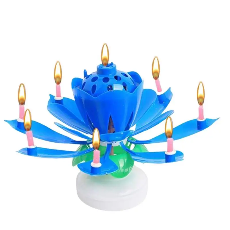 Lotus Candle Artificial Rotating Lotus Music Candle Blossom Birthday