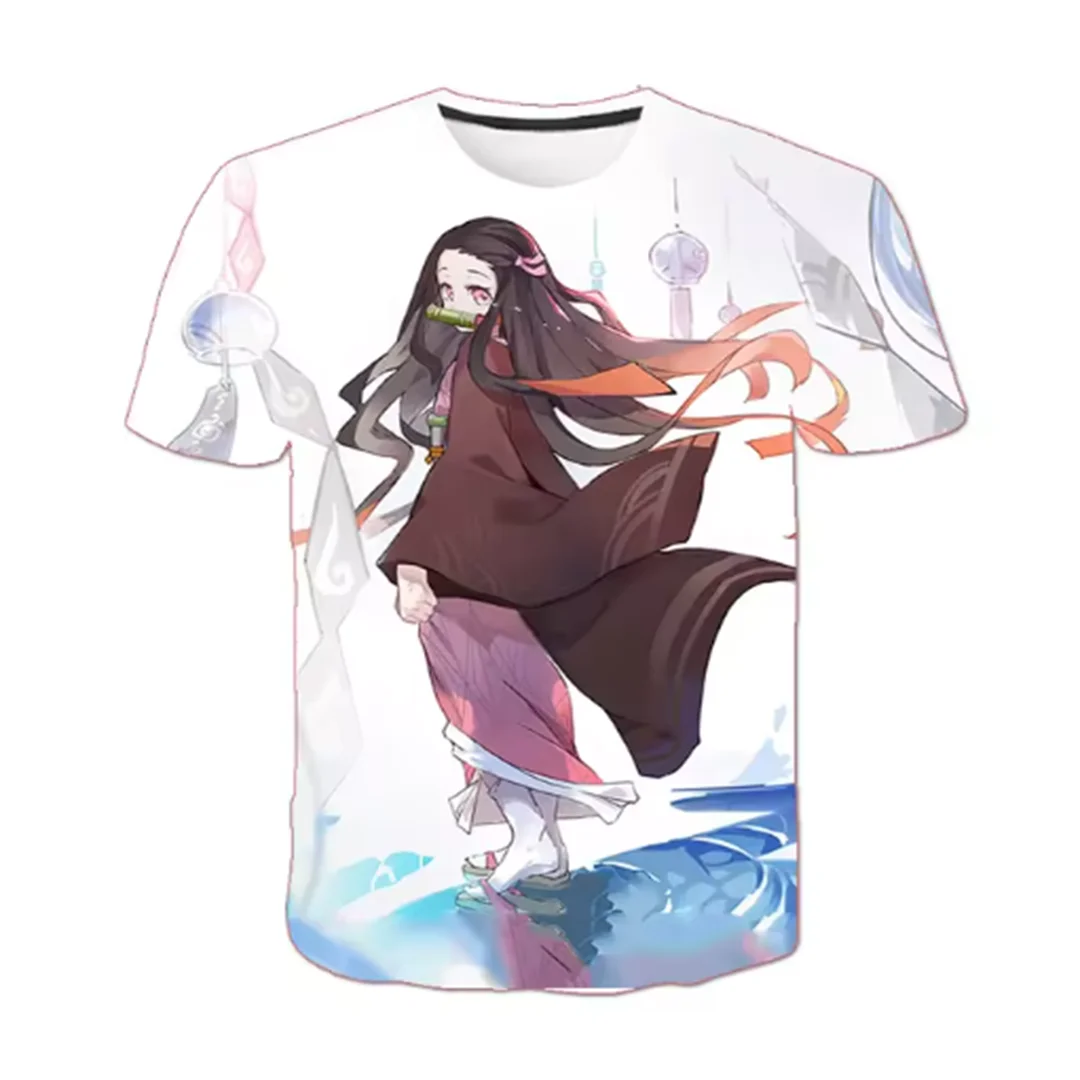 Anime Demon Slayer T Shirt Lovely Kamado Nezuko Costume Boys Girls T-shirt Summer Short Sleeves Oversized Streetwear Loose Tops 6