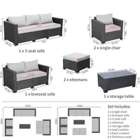 7 PCS Outdoor Furniture Sets 60000BTU 45-Inch Outdoor Propane Fire Pit Table Patio Furniture Set No-Slip Cushions and Waterproof 2