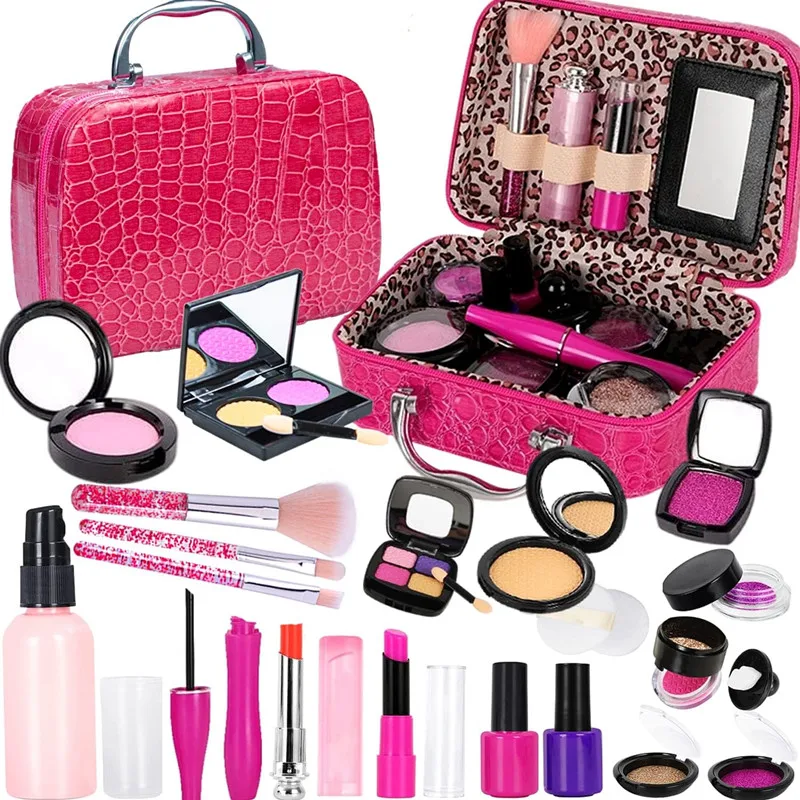 Kids Makeup Kit Simulation Cosmetics Set Pretend Makeup Girls Toys Play House Fake Make Up Toys for Little Girls Birthday Gift