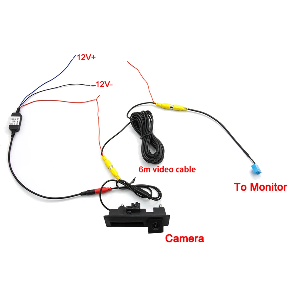 자동차 후방 카메라 RCA 비디오 후진 카메라 변환 케이블 지연 타이머 릴레이 필터 (MIB 파사트 티구안 골프 자스민용)