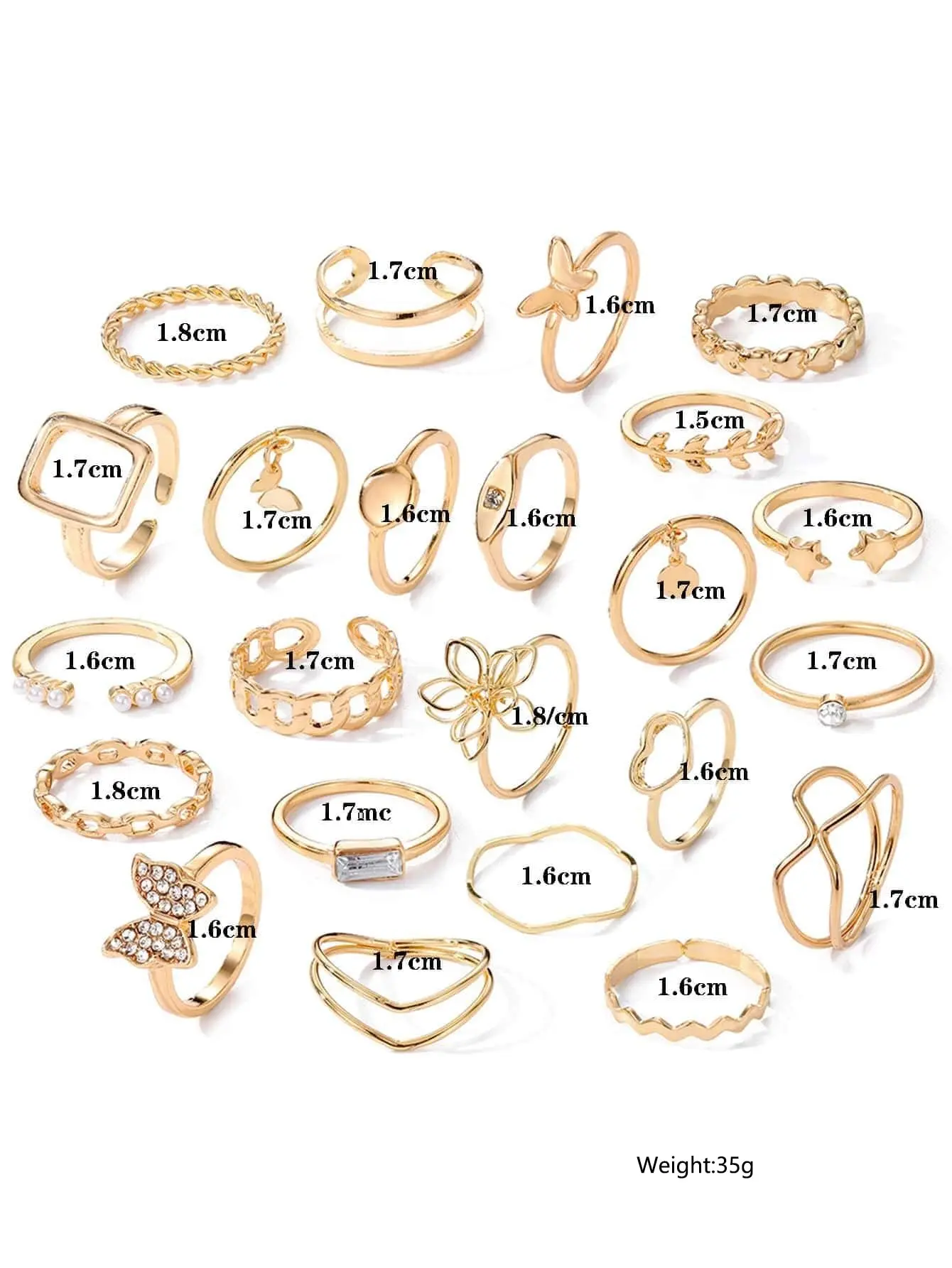 S46a74b5ba2614d859b88c9e539cdb8cev 23pcs/Set Vintage Heart Butterfly Rings Set For Women Fashion Gold-color Geometric Hollow Finger Ring Wedding Party Jewelry Mallzona