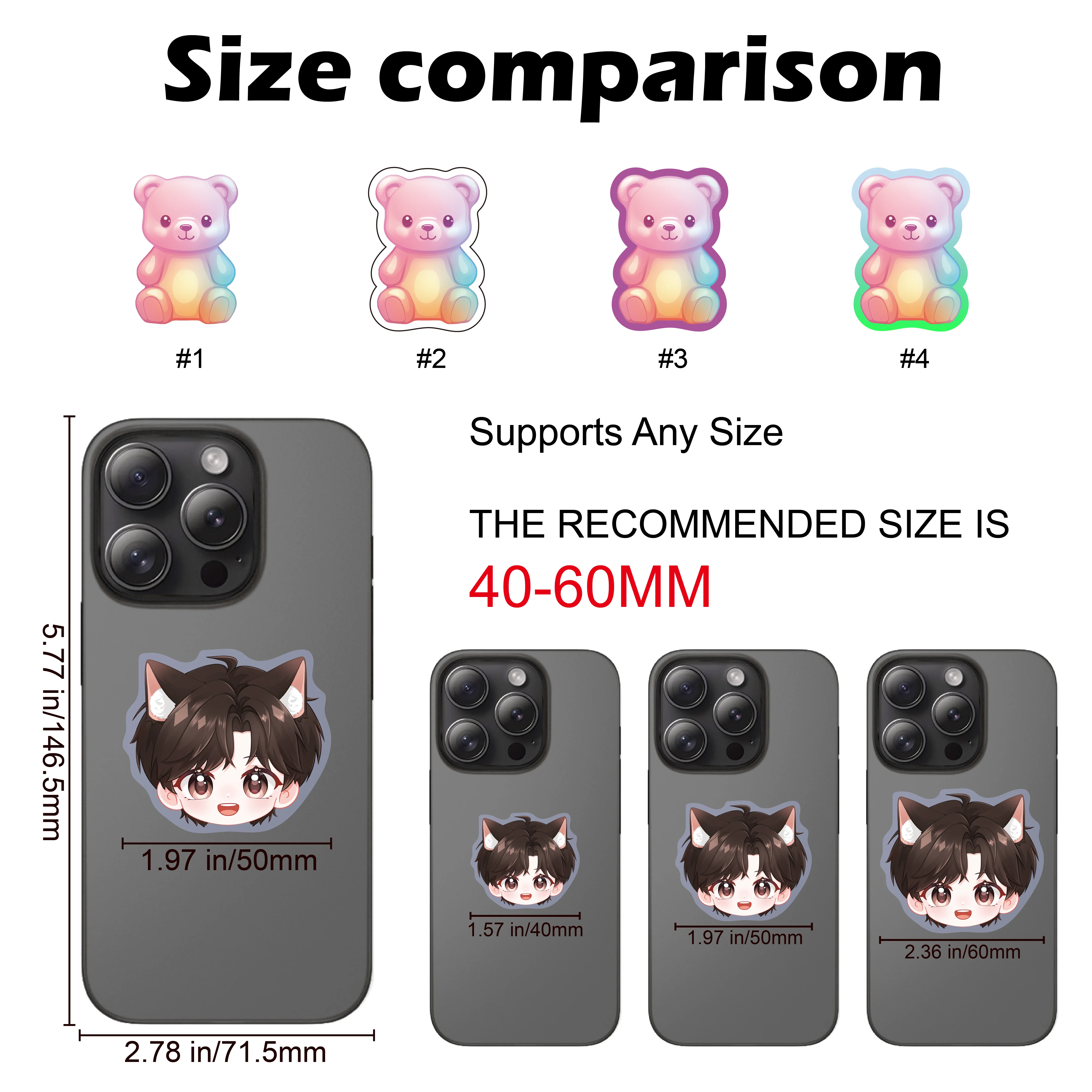 Custom Cartoon Design Acrylic Magnetic Phone Grip and Stand with Personalized Photo Logo