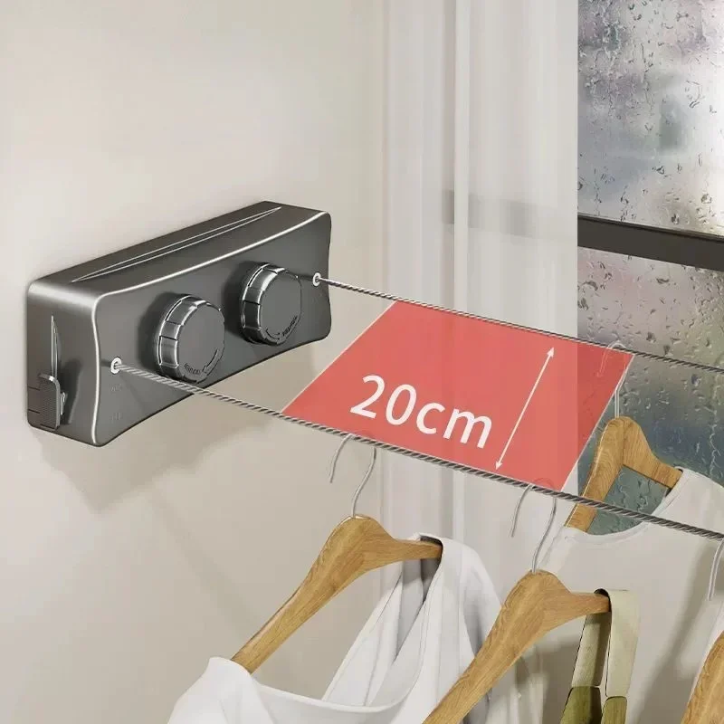 5.1m Retractable Clothes Hanger Laundry Drying Clothesline Stainless Steel Cloth Rack Wall Mounted Washing Clothes 2