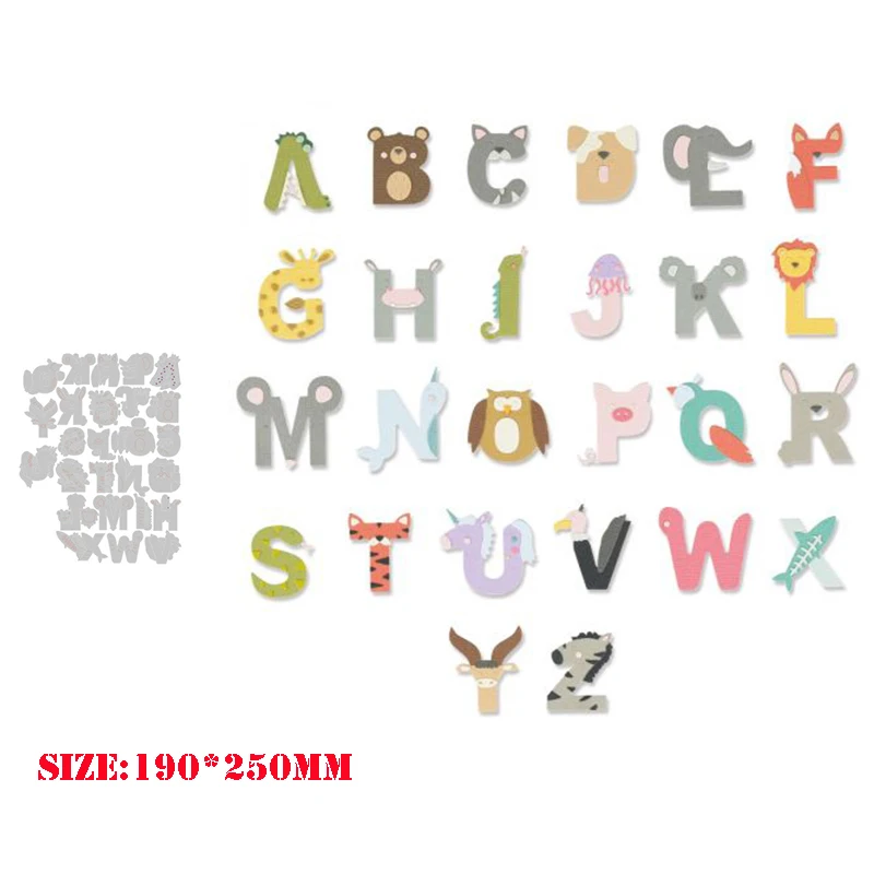 

2023 New Arrival Animal Alphabet Metal Cutting Dies for DIY Scrapbooking English Word Letter Knife Mould Blade Punch Stencils