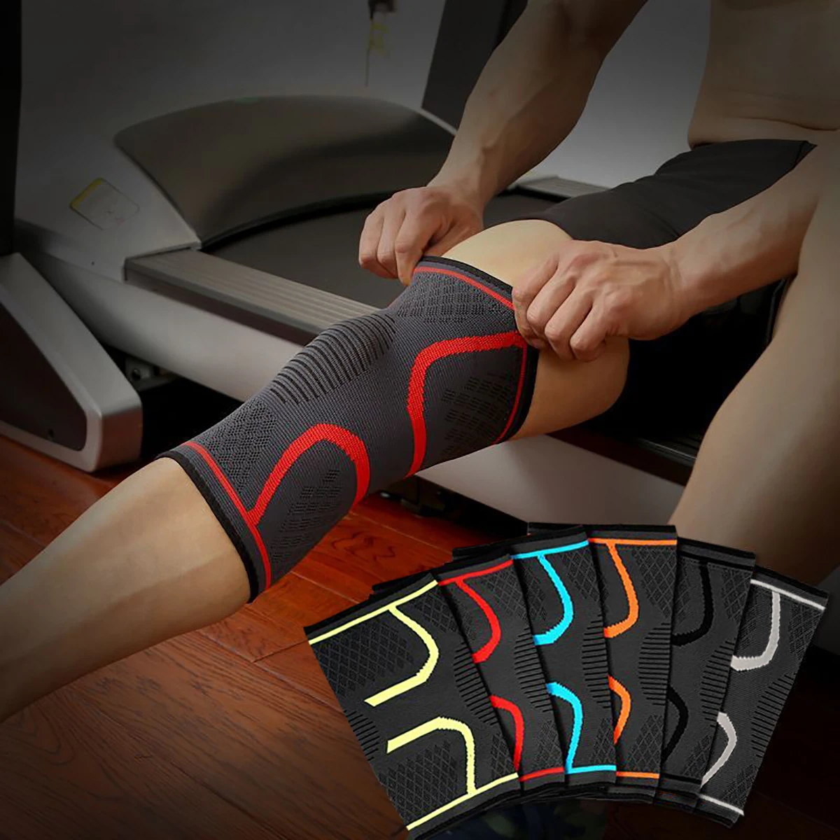 1PCS Elastic Sports Leg Knee Support Brace Wrap Protector Leg Compression Safety Pad Hiking Cycling Running Fitness Knee Pad