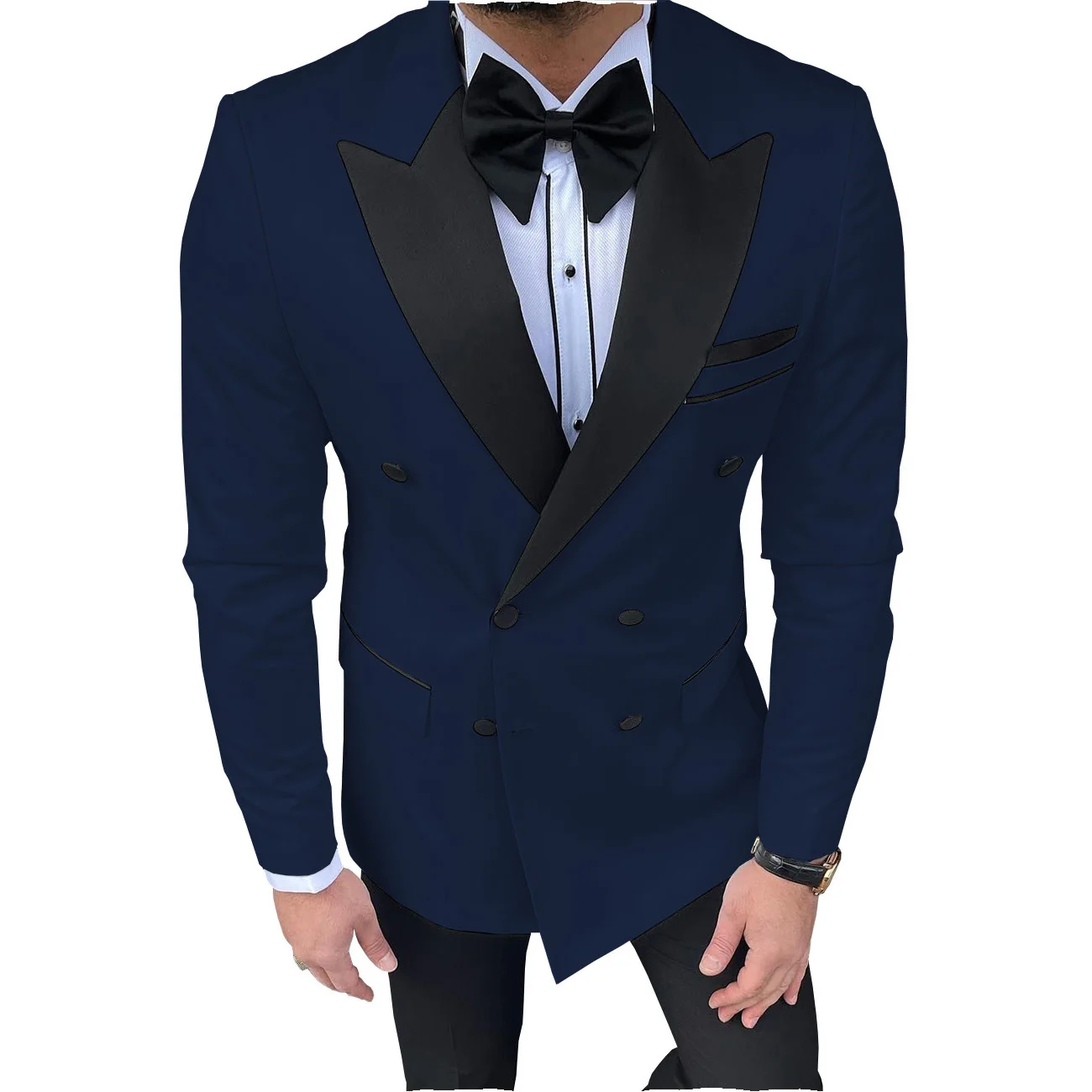 Formal White Men Suits Regular Fit 2 Piece Tuxedos Peak Lapel Double Breasted Blazer+Pants for Prom Business