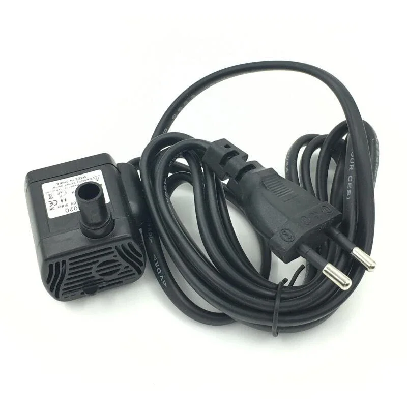 Pompe à eau sans balais Ultra silencieuse 3W AC 220V, Mini pompe de fontaine étanche pour aquarium avec débit d'eau, prise européenne