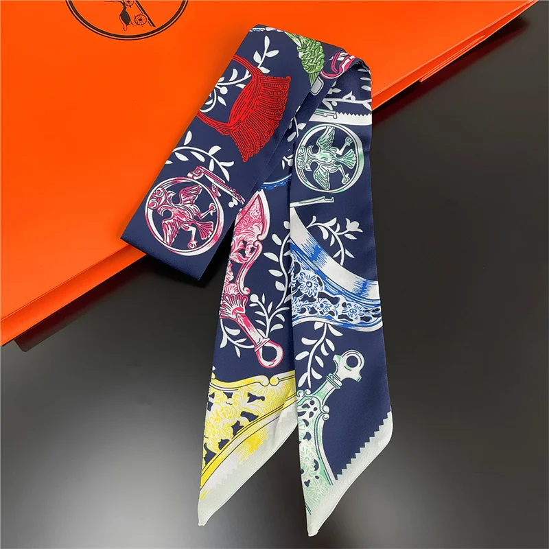 Design Fashion Square Silk Scarf Women Hairband Printed Small 2022 Satin Shawls Foulard Neckerchief Female Headbands Bandana