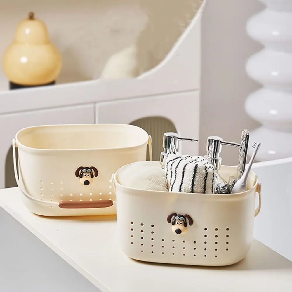 Plastic Storage Basket with Handles Hollow Shower Basket with Holes Bathroom Tote Toiletry Bag